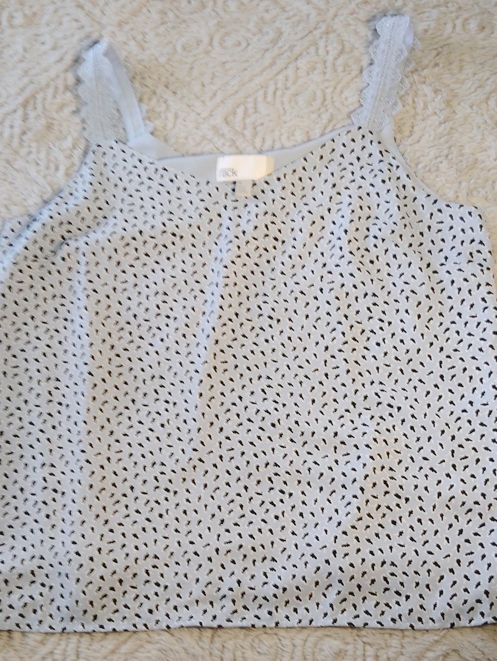 White Printed Lace-Trim Camisole